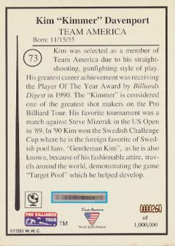 1993 Pro Billiards Tour #73 Kim Davenport Back